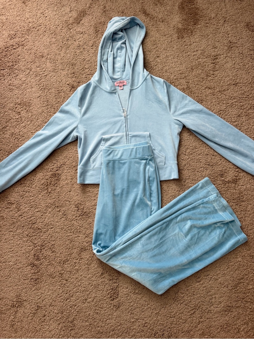 Juicy Couture Baby Blue Velour Hoodie and Jogger Tracksuit Y2K